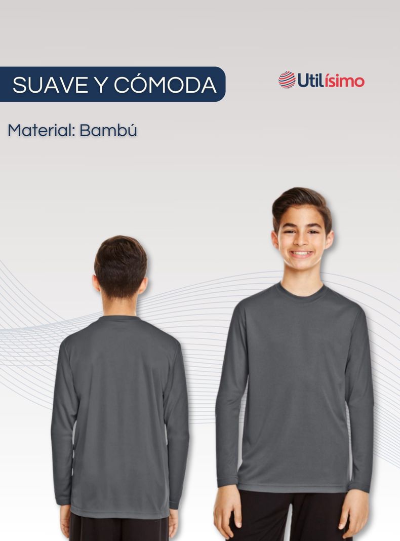 Pack 6 Camisetas Bambú Primera Capa Polera Niño Cuello Redondo Surtido-3