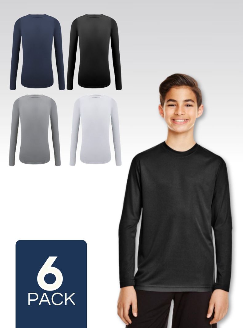 Pack 6 Camisetas Bambu Primera Capa Polera Nino Cuello Redondo Surtido