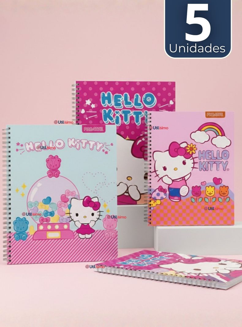 Pack 5 Cuadernos Universitarios Hello kitty 100 Hojas Proarte Diseno Surtido