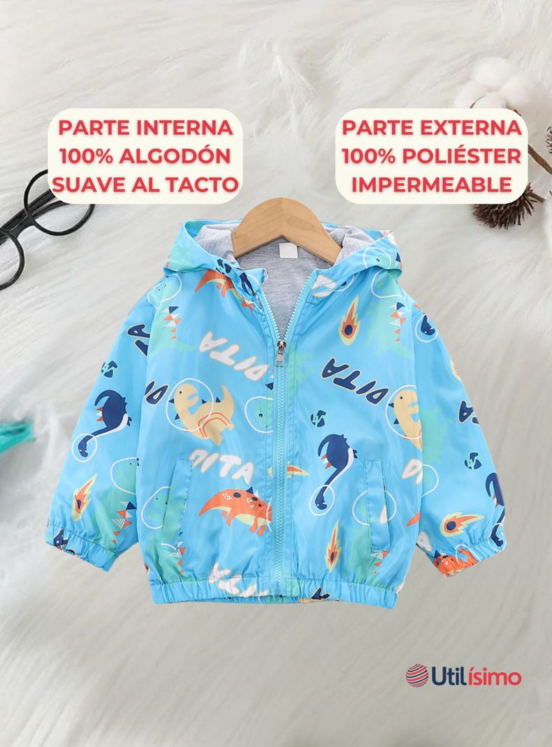 Cortaviento Impermeable Chaqueta Estampado Niño Y Bebé Jump Kids Dita Blue-1