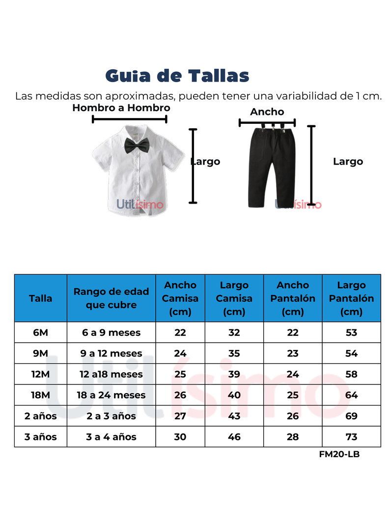 Conjunto de Vestir con Pantalón y Tirantes Bebé Niño 6 meses a 3 años-2