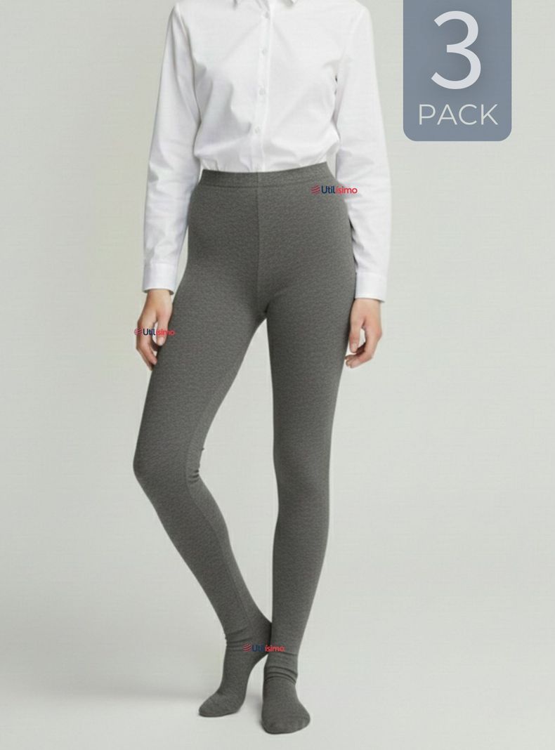 Pack 3 Ballerinas Elasticadas Escolares para Nina Algodon Gris