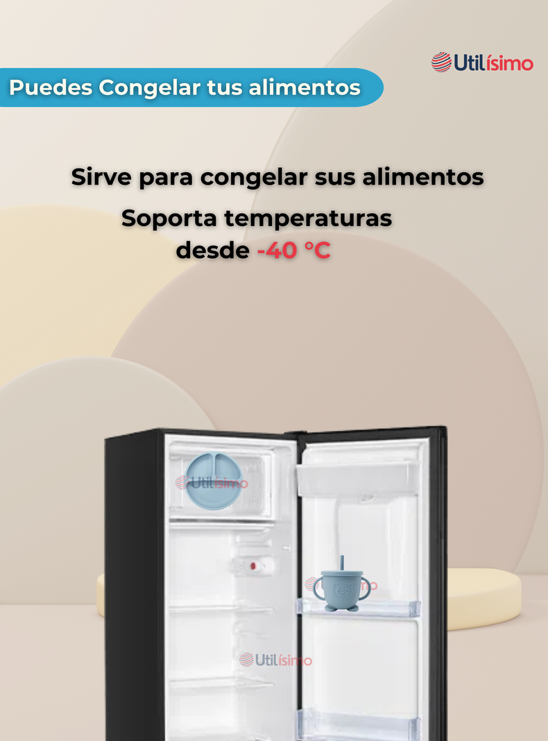 Set De Alimentación Bebé Silicona Con Vaso 5 Piezas Libre BPA Celeste-4