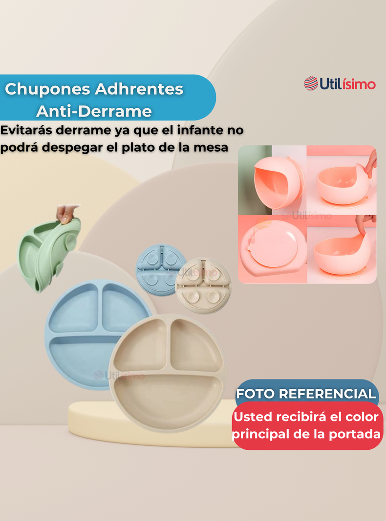Set De Alimentación Bebé Silicona Con Vaso 5 Piezas Libre BPA Celeste-7
