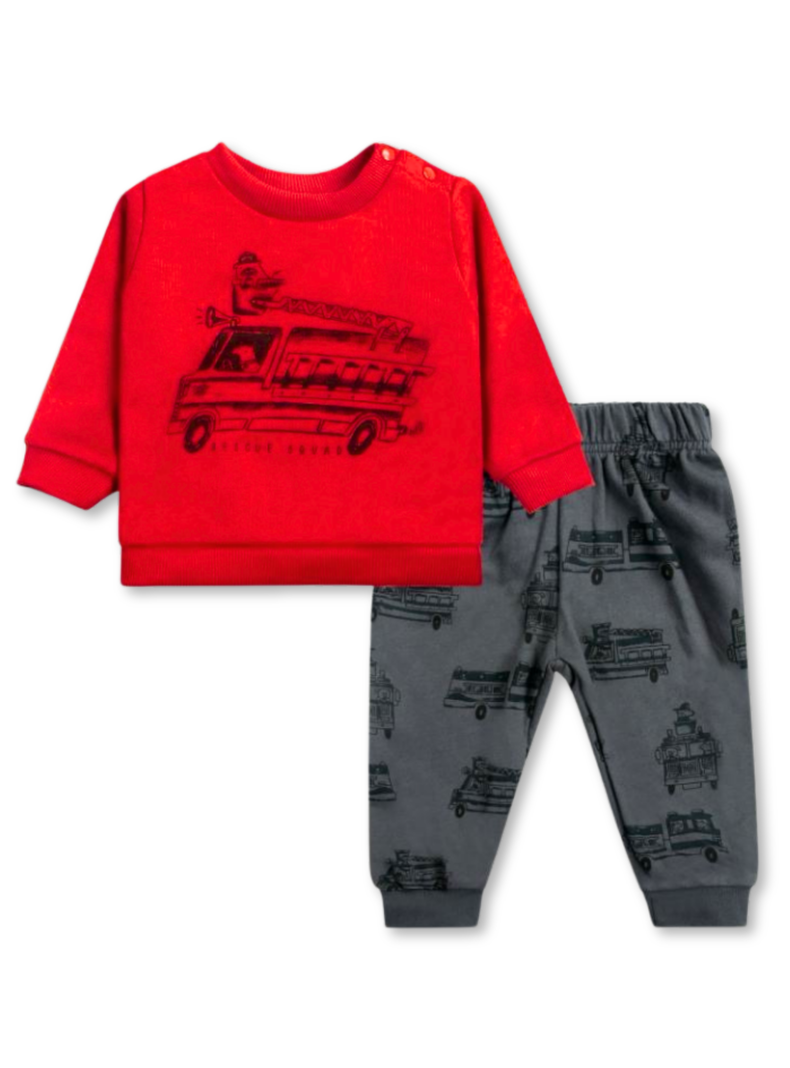 Set 2 piezas Conjunto Buzo Polerón Niño 100% Algodón Red Cars-0