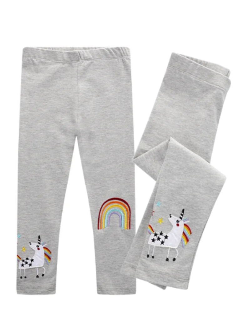Calzas Niña Unicornio Arco Iris Gris Jump Kids 100% Algodón-0