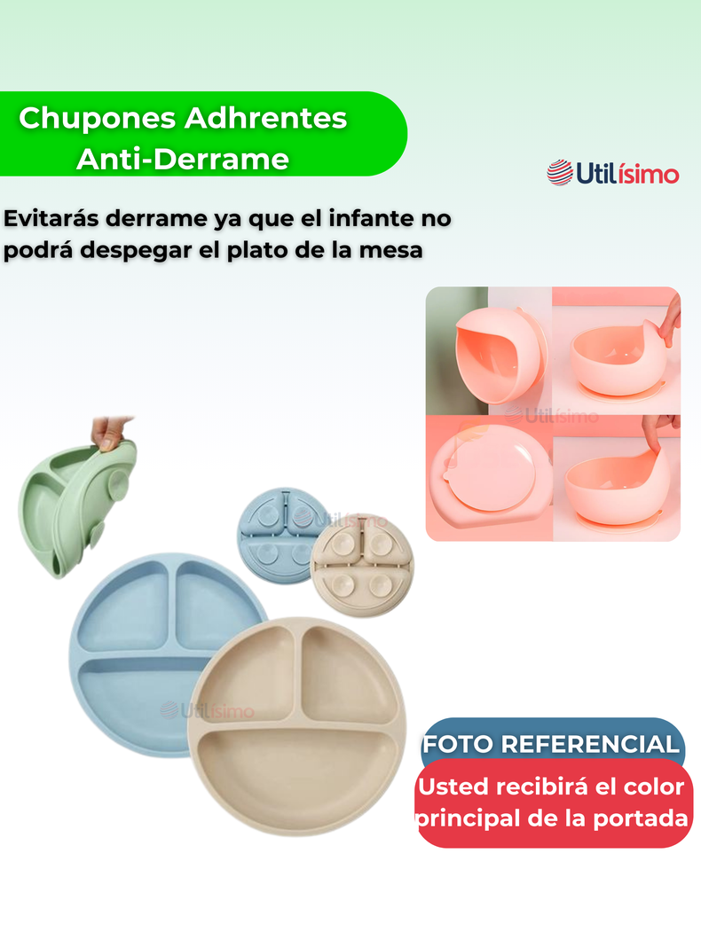 Set De Alimentación Bebé Silicona De Oso 6 Piezas Libre BPA Verde-7