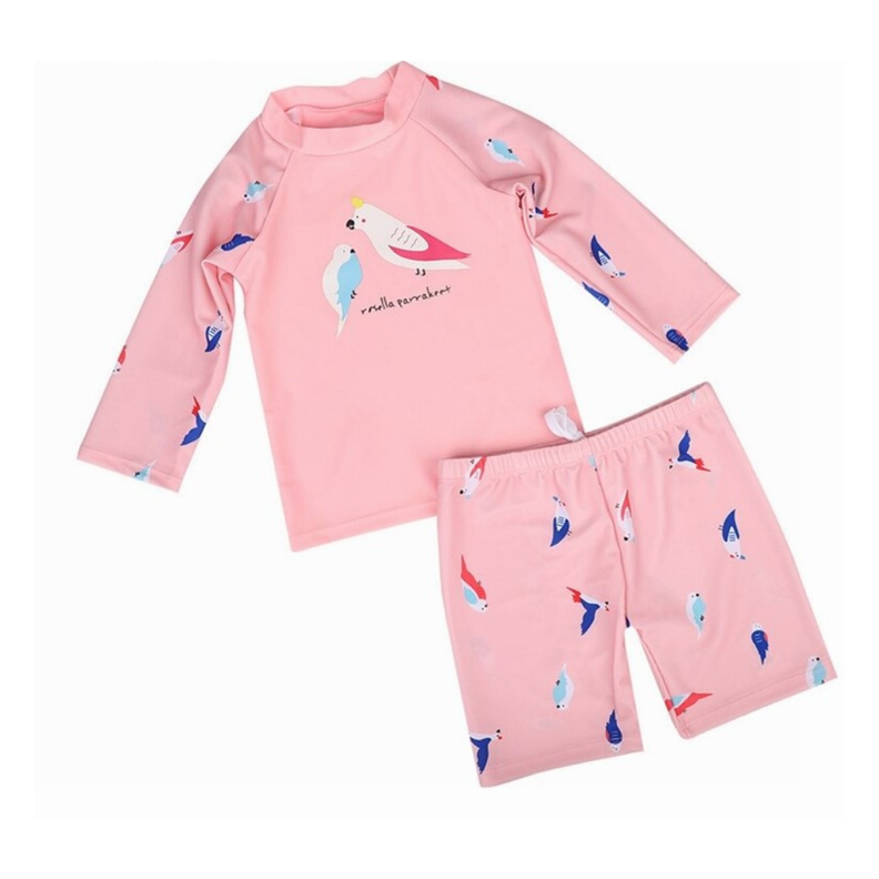 Traje De Baño 2 Piezas Manga Larga Niña Jump Kids Loro-0
