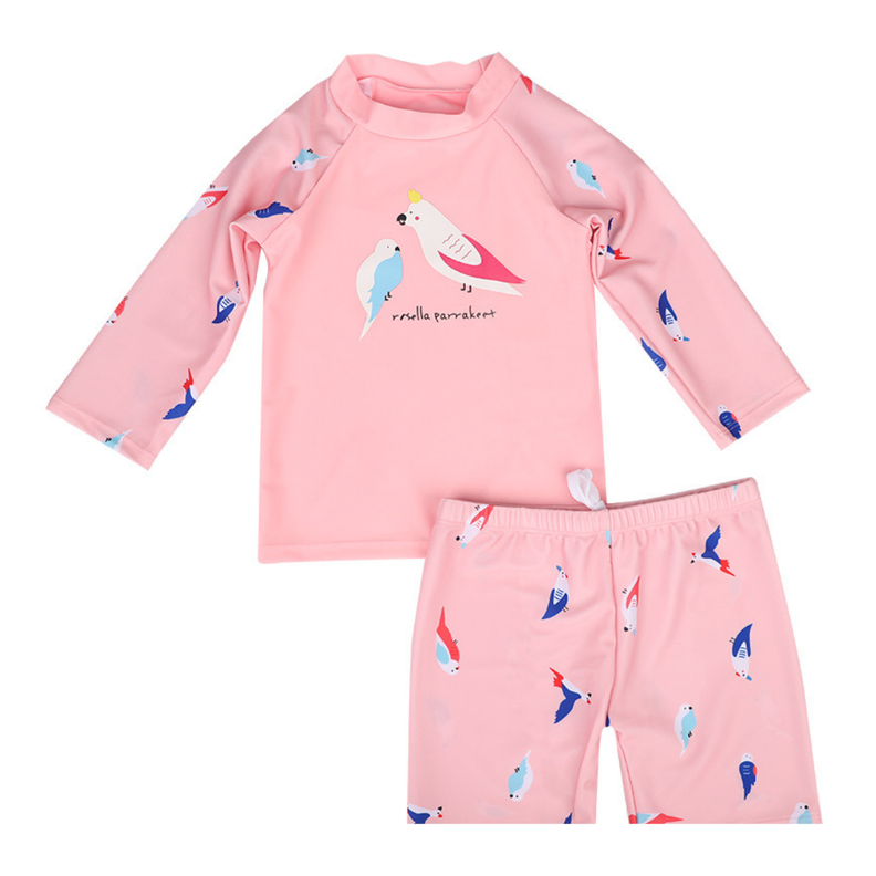 Traje De Baño 2 Piezas Manga Larga Niña Jump Kids Loro-4