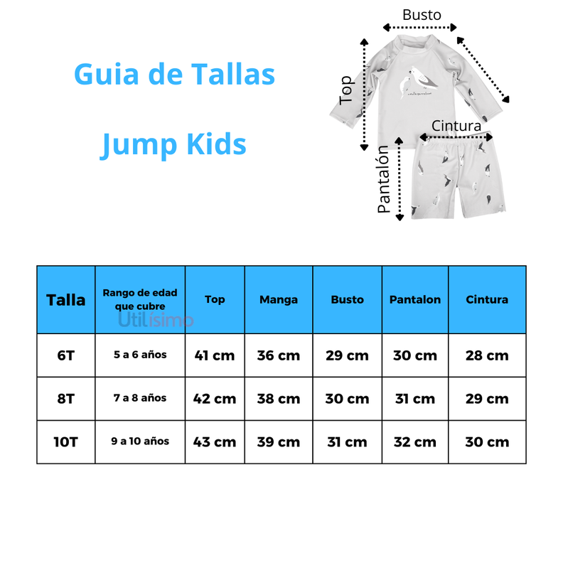 Traje De Baño 2 Piezas Manga Larga Niña Jump Kids Loro-5
