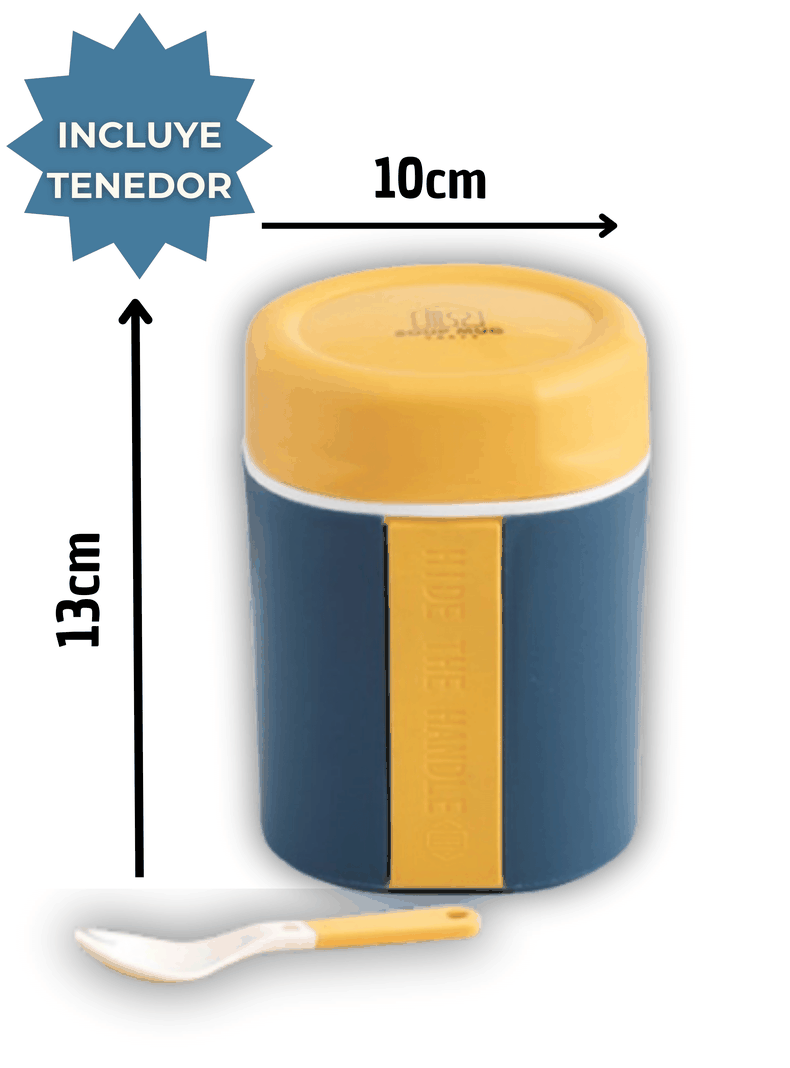 Termo Táper Térmico 500 Ml Estilo Vaso Con Tenedor Oficina Y Escolar Blue-1