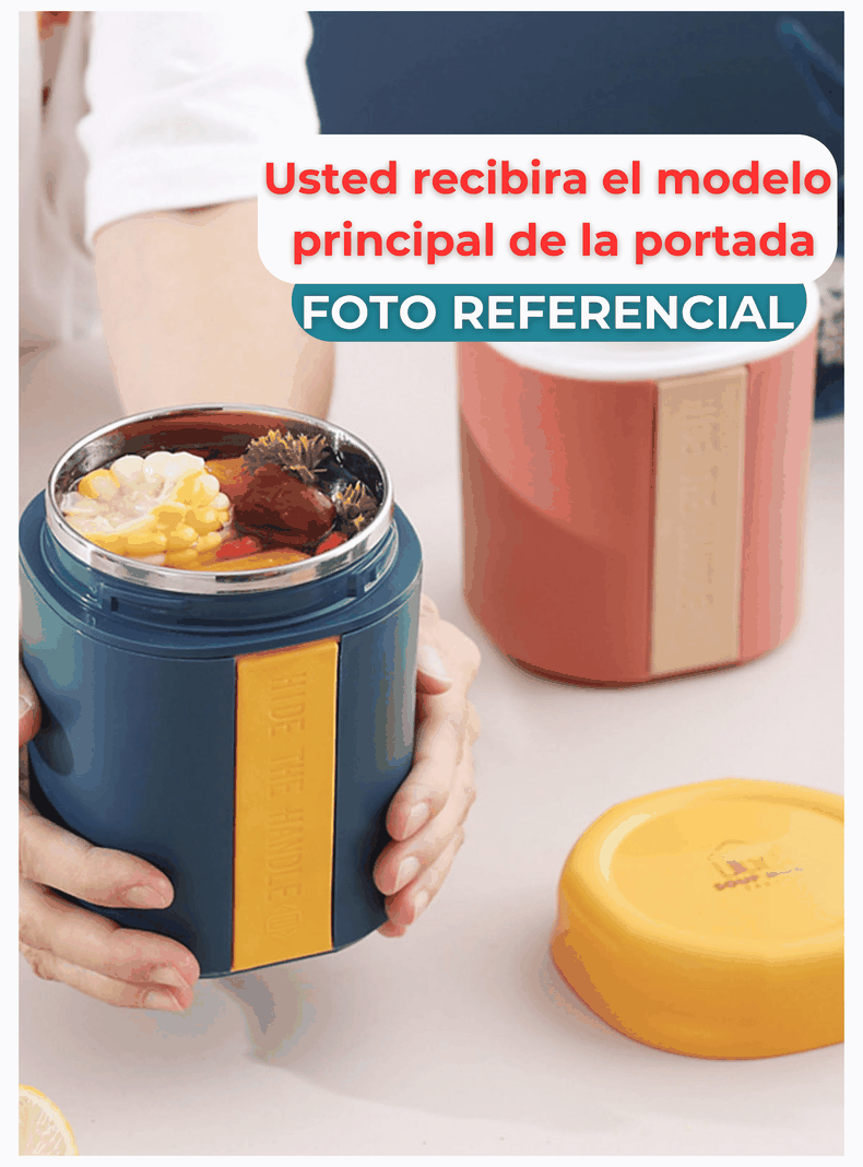 Termo Táper Térmico 500 Ml Estilo Vaso Con Tenedor Oficina Y Escolar Blue-4