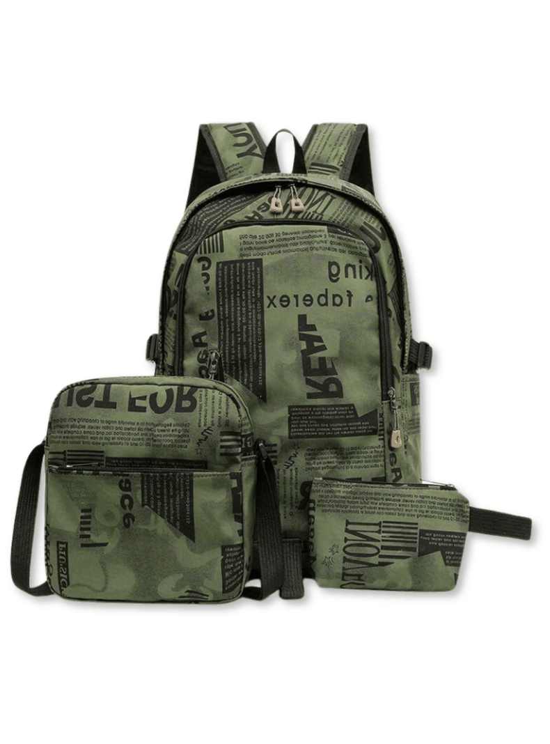 Pack Mochila Lonchera Estuche Grande 49cm Juvenil y Escolar Dark green-0