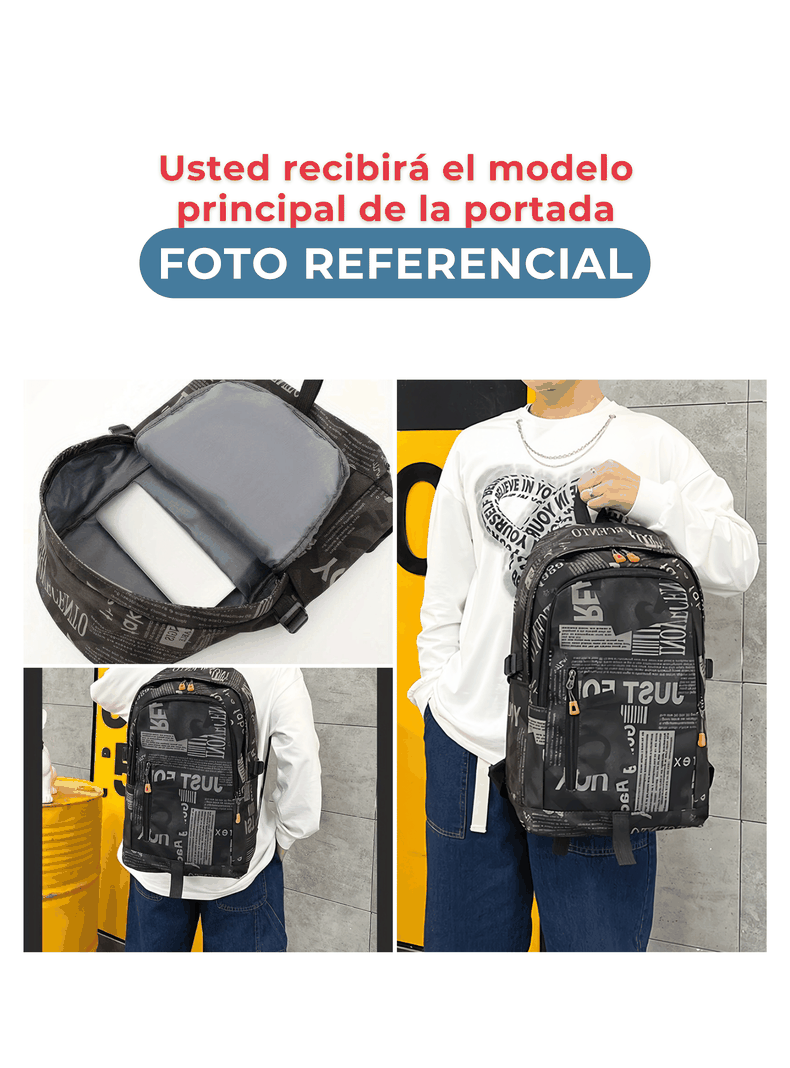 Pack Mochila Lonchera Estuche Grande 49cm Juvenil y Escolar Dark green-3