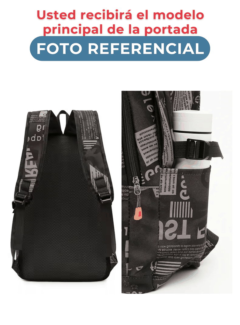 Pack Mochila Lonchera Estuche Grande 49cm Juvenil y Escolar Dark green-4