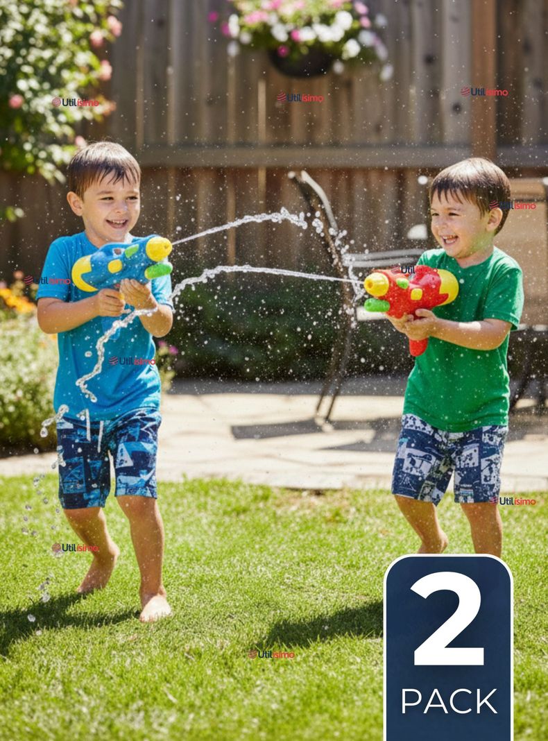 Pack 2 Pistola De Agua 300ml 32cm Colores Surtidos Juguete Lanza Agua para Nino Nina