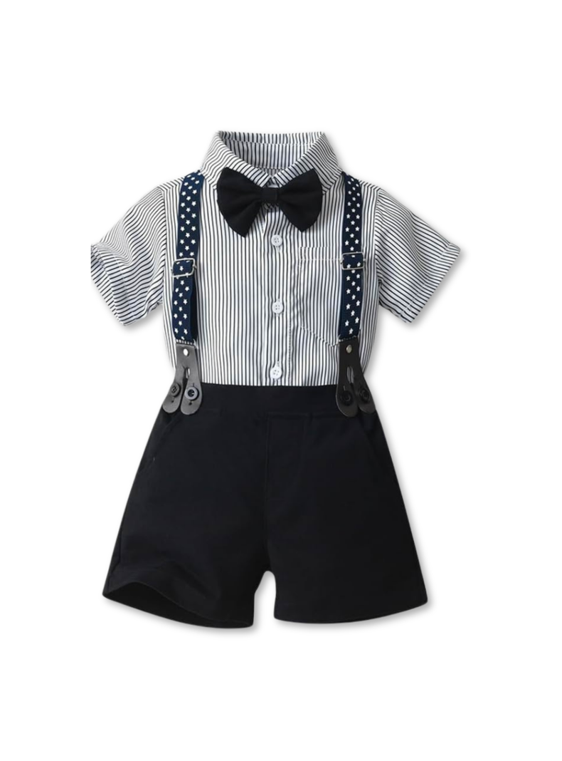 Conjunto de vestir con corbatín y pantalón corto 3 a 6 años-0