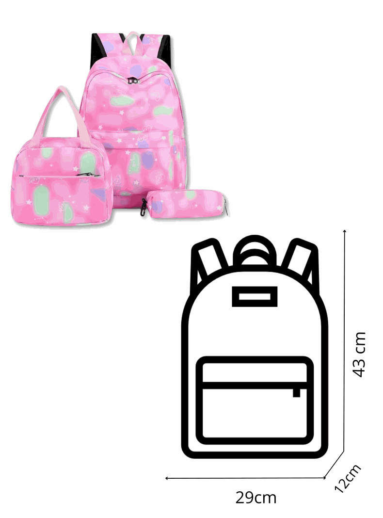 Pack Mochila Lonchera Estuche 43cm Juvenil y Escolar Fuchsia-1