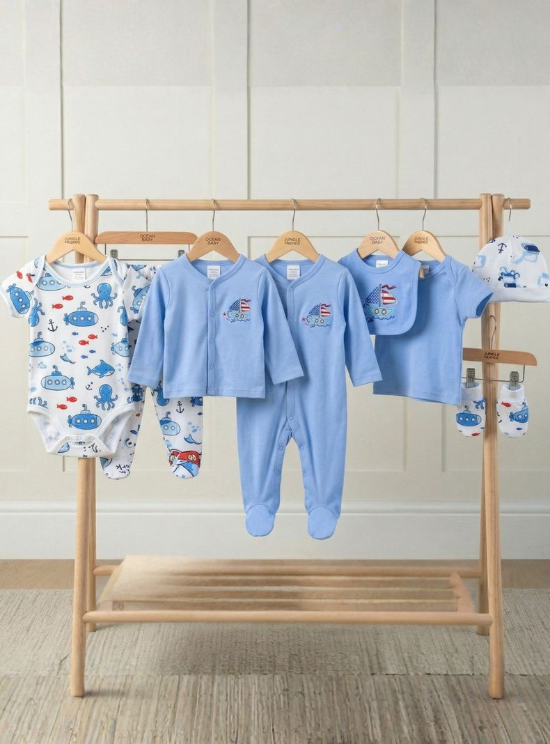 Set Ajuar Bebé 8 Piezas Surtido NIÑO 100% Algodón
