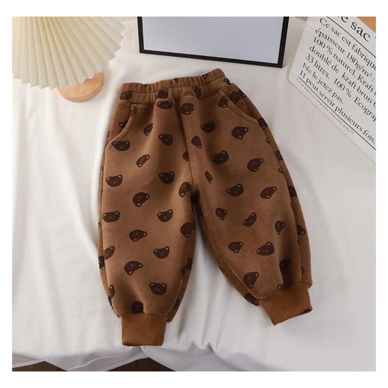Pantalón Estampado Polar Termico Niño Marrón Jump Kids-1