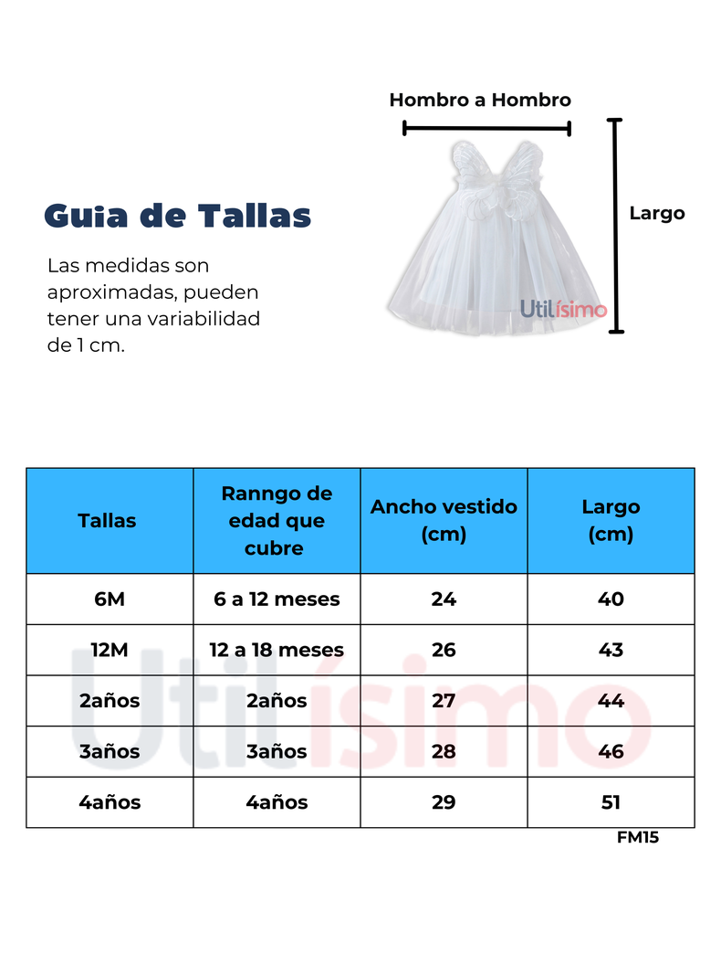 Vestido Tutú para niña 6 Meses a 4 Años Dulce Mariposa-2
