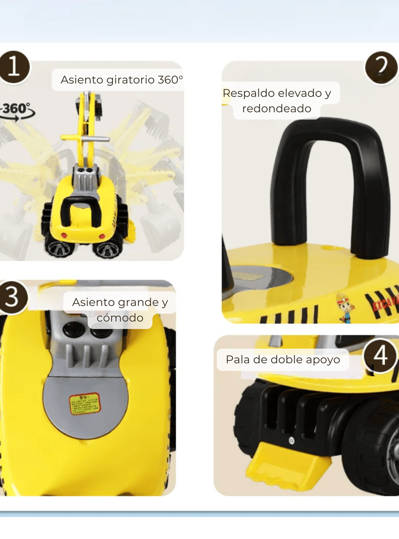 Correpasillo infantil estilo Camión Excavadora Niño Amarillo-5