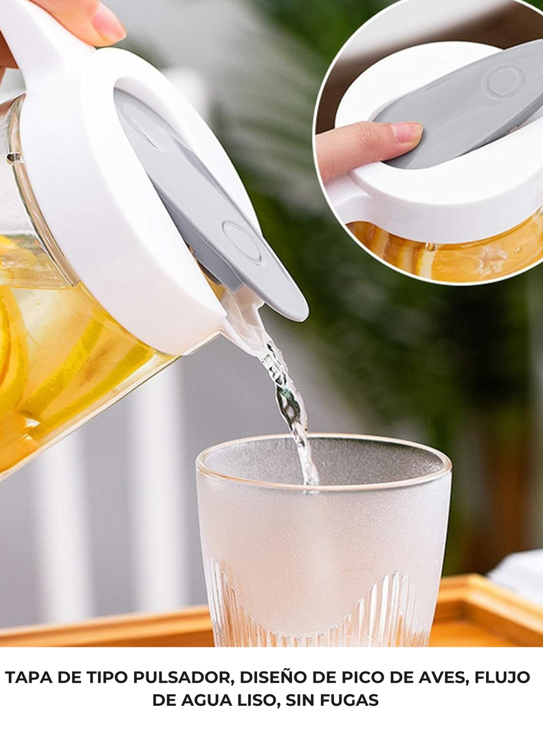 Set de Jarra de Vidrio 4 tazas Tapa de Tipo Push 1300 ml-3
