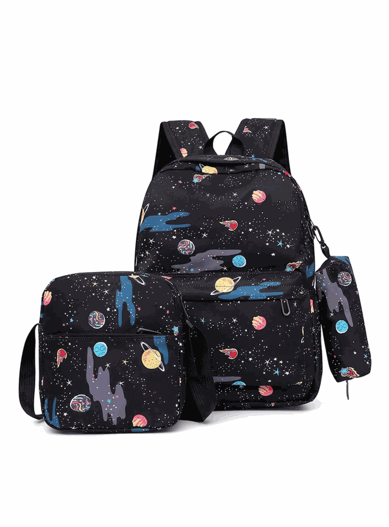 Pack Mochila Lonchera Estuche 43cm Juvenil y Escolar Planets-0