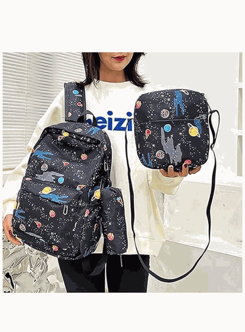 Pack Mochila Lonchera Estuche 43cm Juvenil y Escolar Planets-2