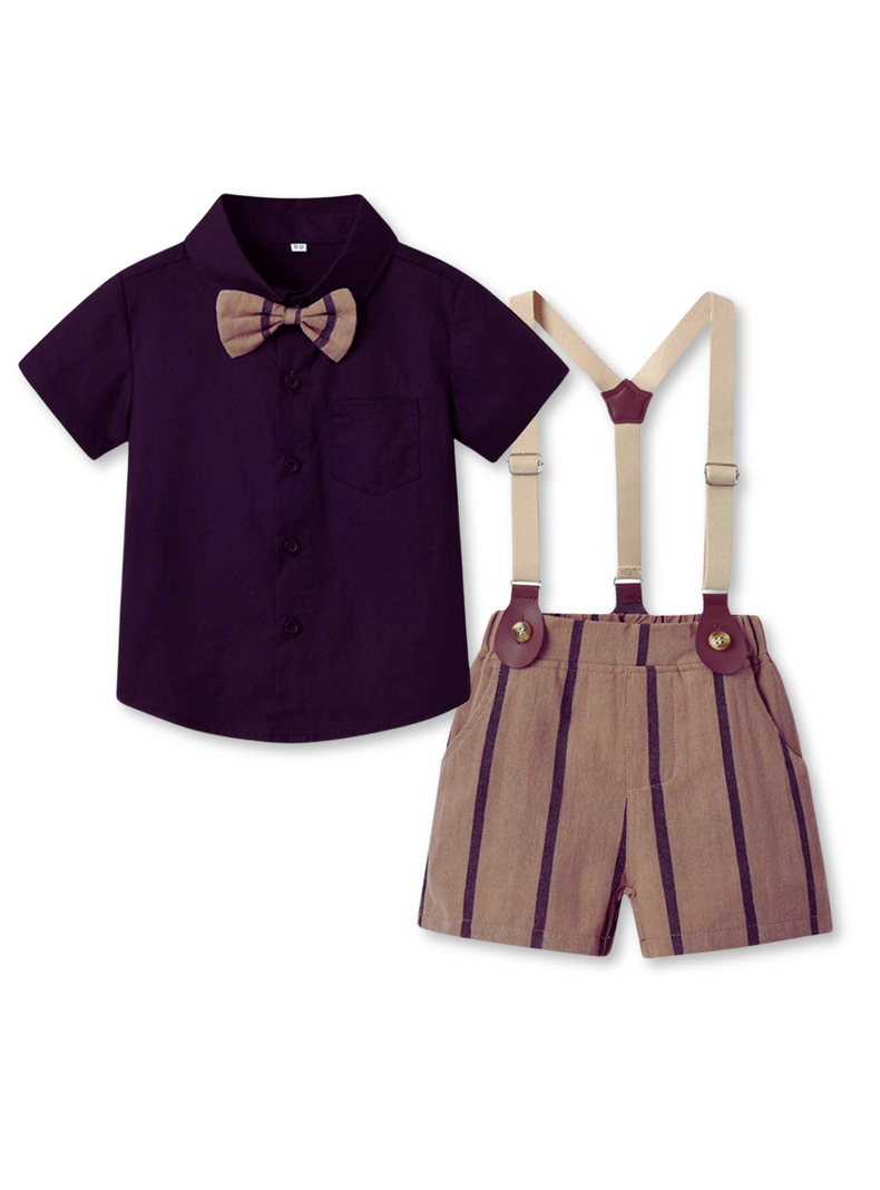 Conjunto de vestir con corbatin y pantalon corto de 18 meses a 7 anos
