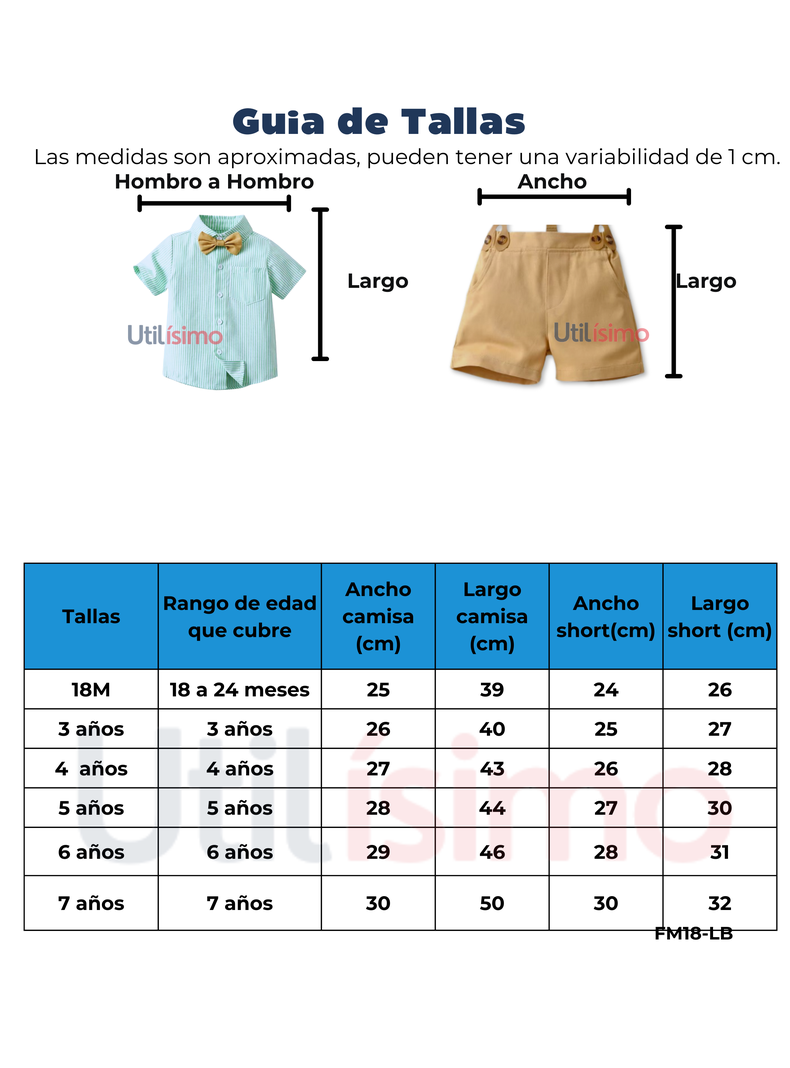 Conjunto de vestir con corbatín y pantalón corto de 18 meses a 7 años-2