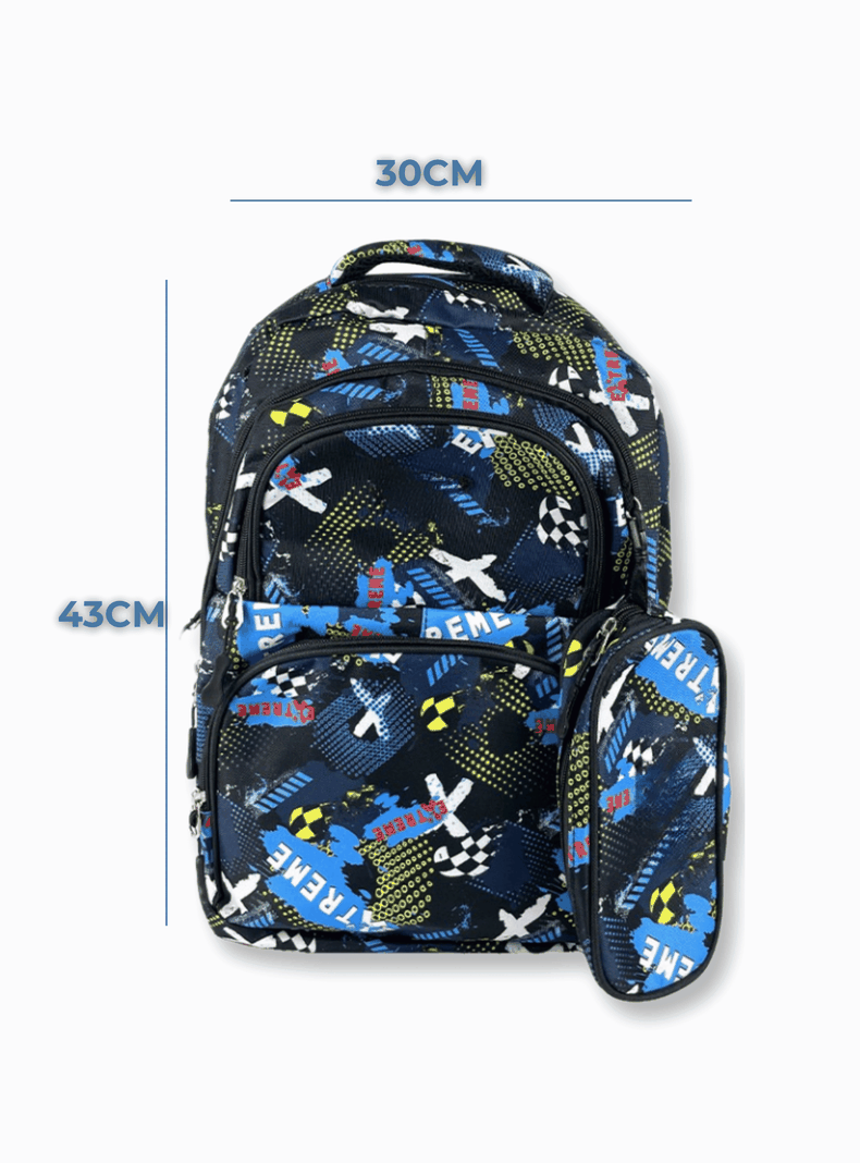 Mochila Con Lonchera Y Estuche 45CM Estampado Full Color Niño Cross-1