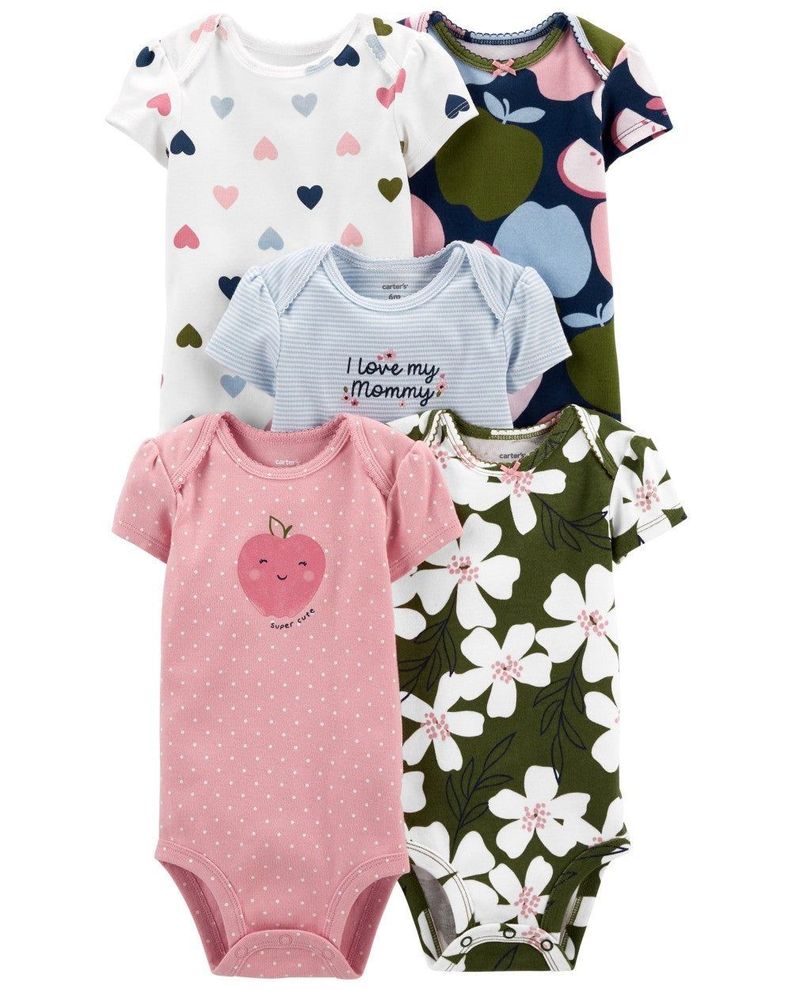 Pack 5 Bodies Manga Corta Tedmimak Super Cute 100% Algodon
