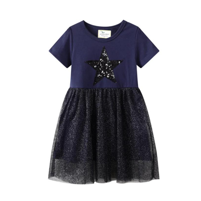 Vestido Manga Corta y Tul Niña Jump Kids Estrella-0