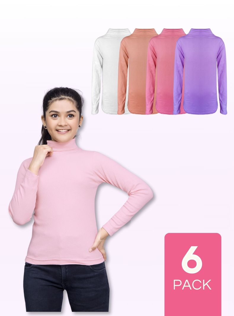 Pack 6 Camisetas Polera Bambú Beatle Niña Primera Capa-0