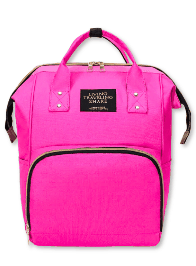 Mochila Maternal Bolso Pañalera Nylon Bebé Térmica e Impermeable Fuchsia-0