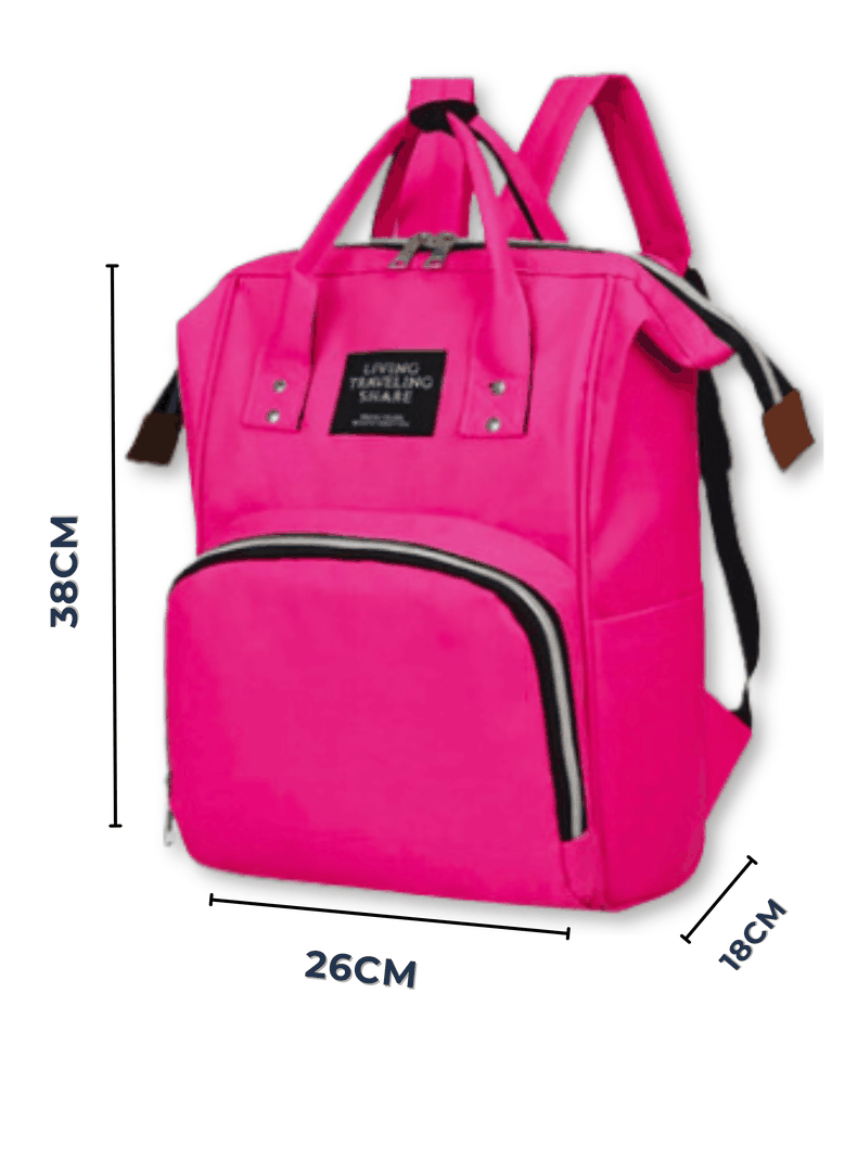 Mochila Maternal Bolso Pañalera Nylon Bebé Térmica e Impermeable Fuchsia-1