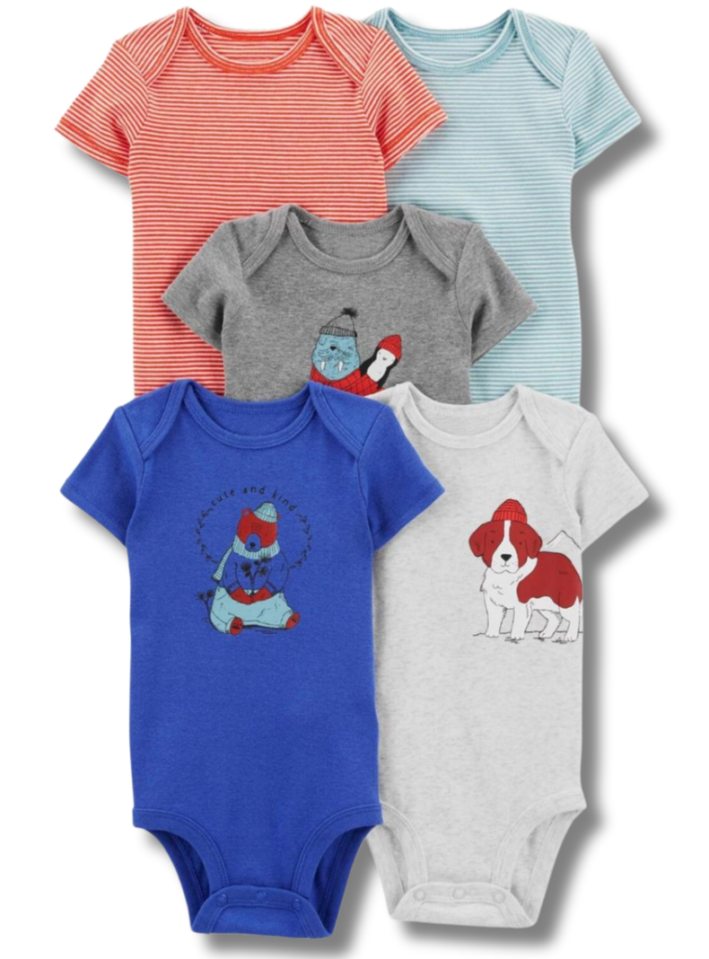 Pack 4 Bodys Niño Manga Corta Tedmimak 100% Algodón Perros azul-0
