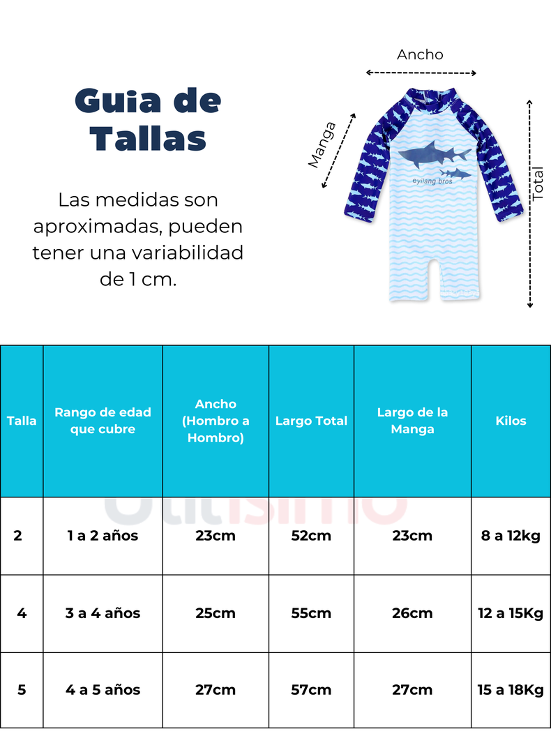 Traje de Baño Enterito Manga Larga Niño Jump Kids Gaviota-2