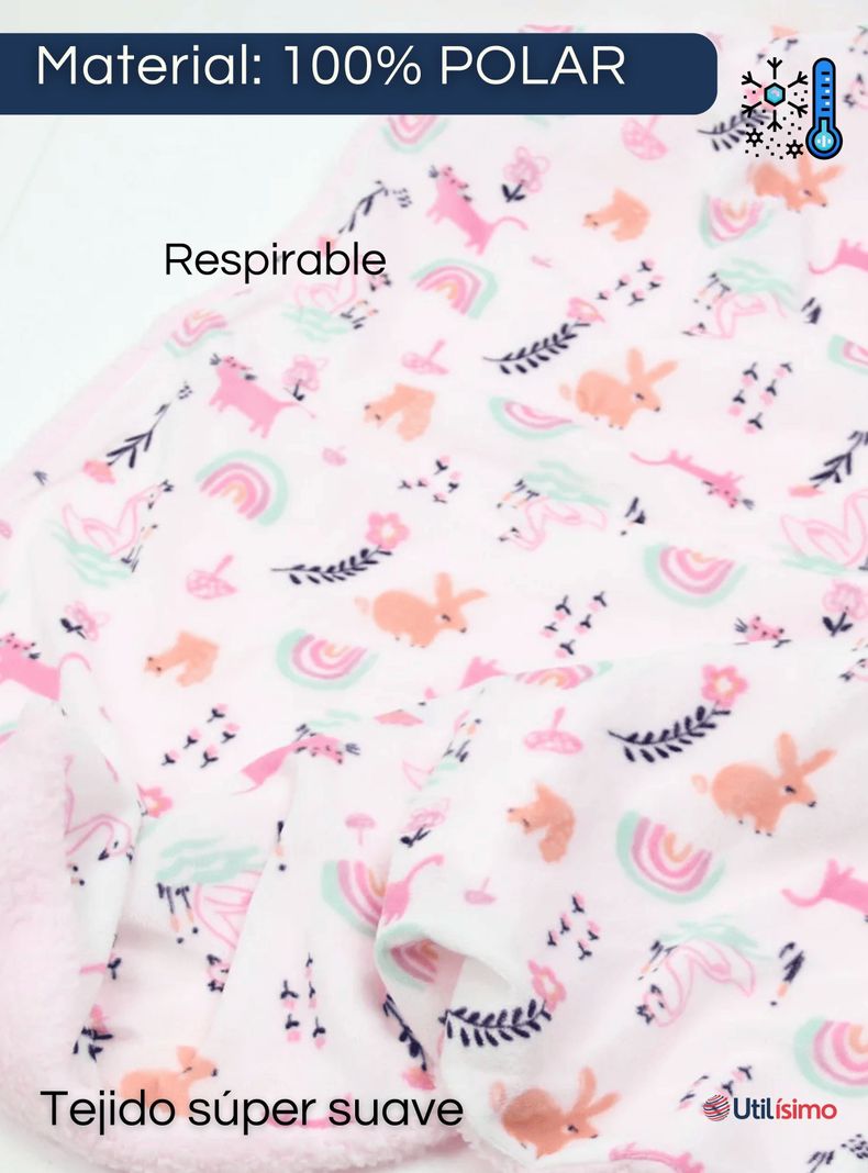Set Manta Frazada Polar Para Bebé Niña + Cojín Para Cuello Surtidos-3