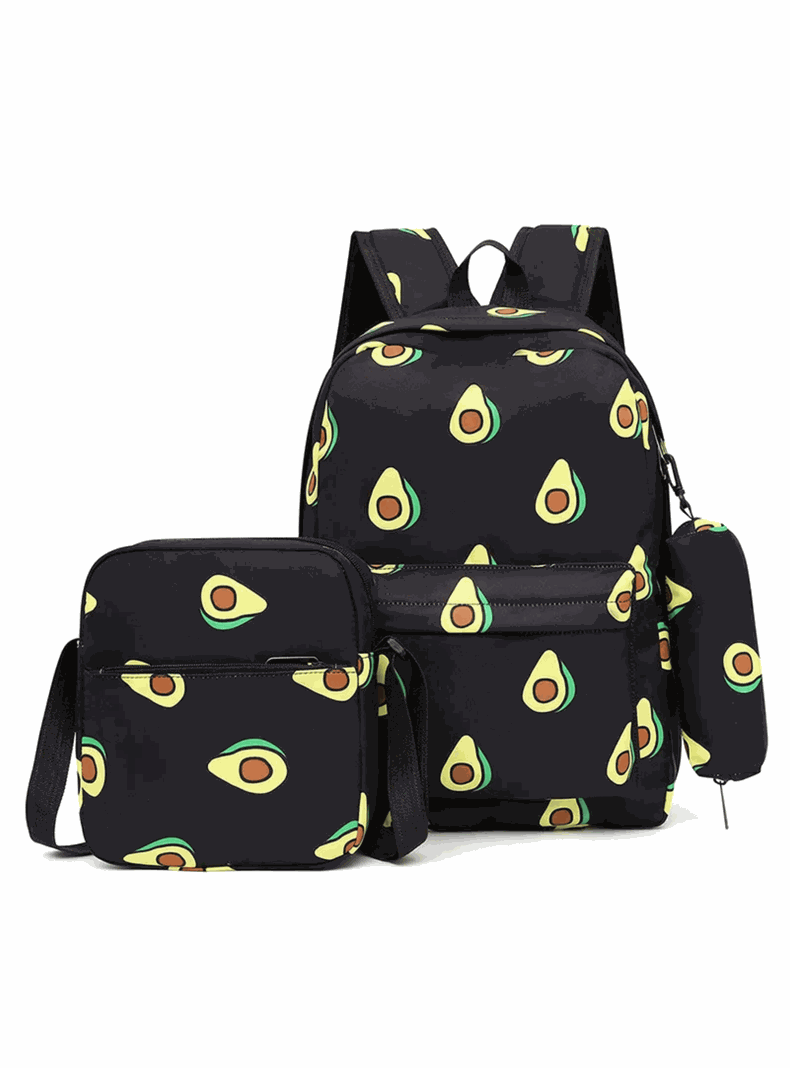 Pack Mochila Lonchera Estuche 43cm Juvenil y Escolar Black Avocado-0