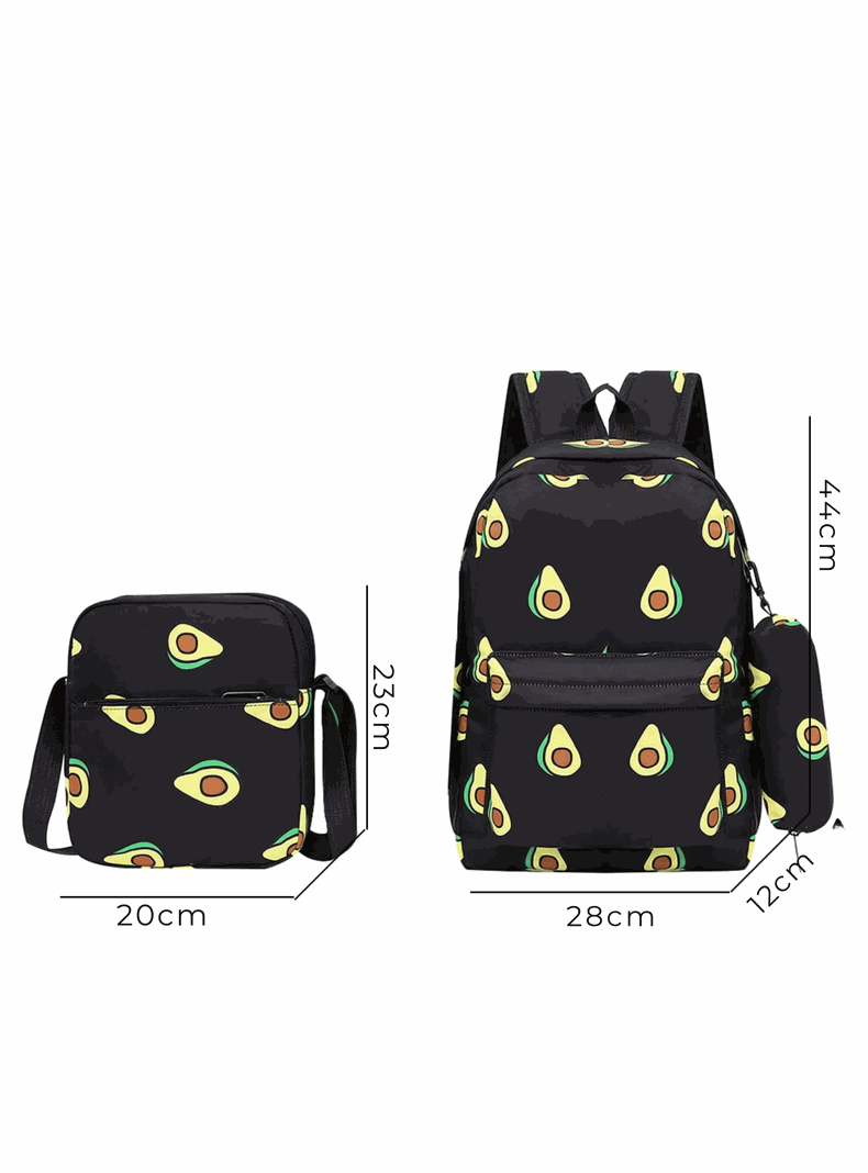 Pack Mochila Lonchera Estuche 43cm Juvenil y Escolar Black Avocado-1