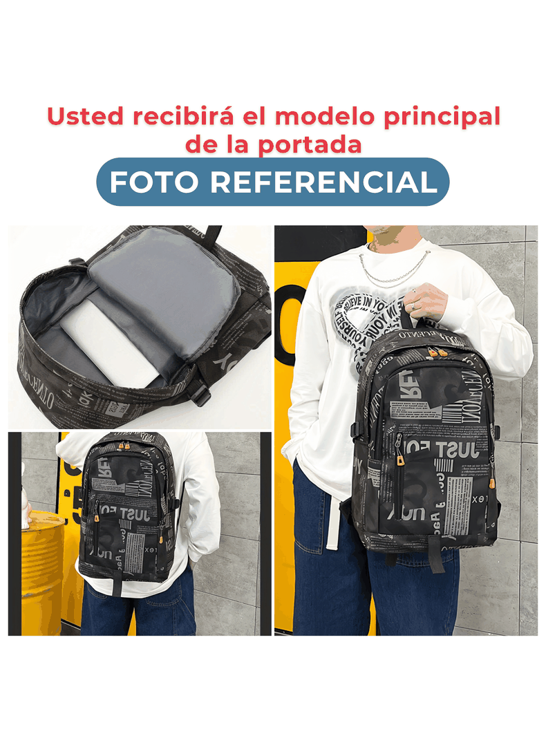 Pack Mochila Lonchera Estuche Grande 49cm Juvenil y Escolar Beige-3