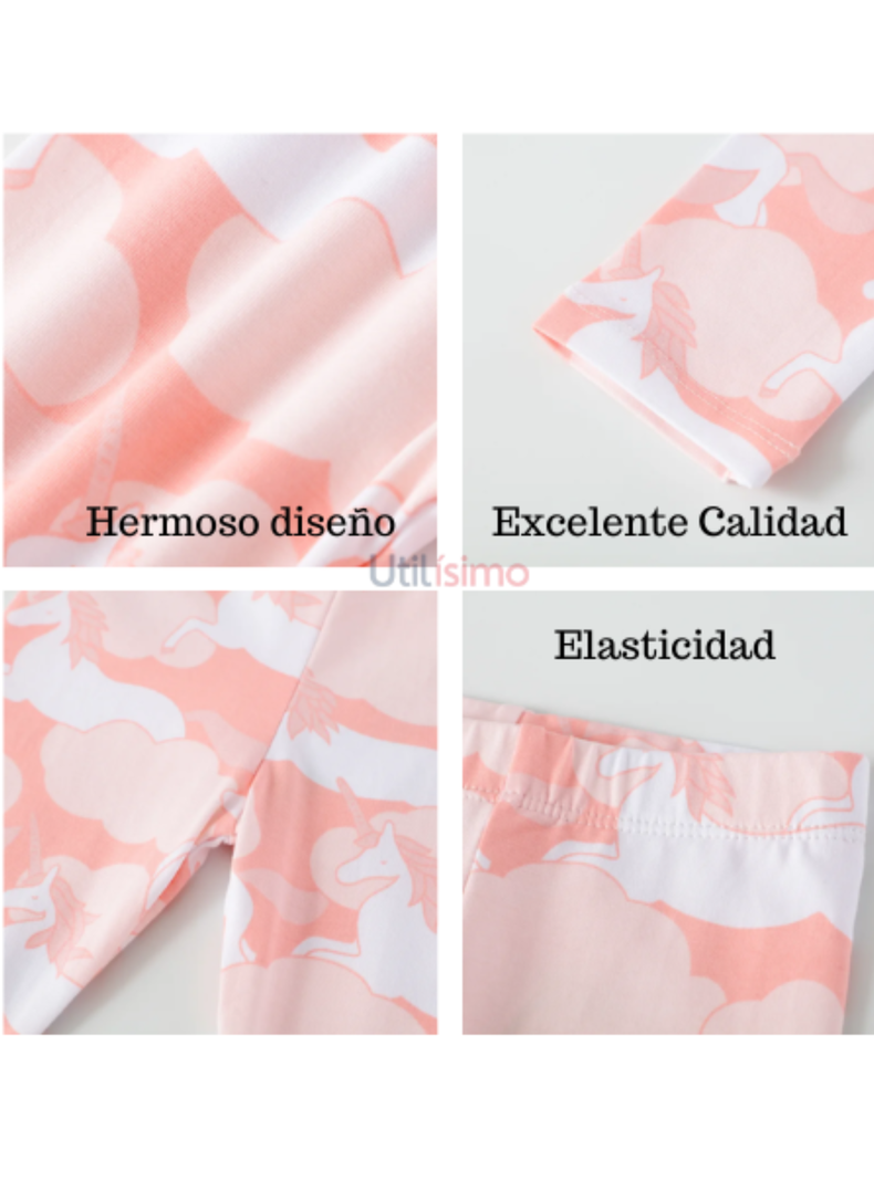 Calzas Niña Unicornio Nubes Rosa Jump Kids 100% Algodón-3
