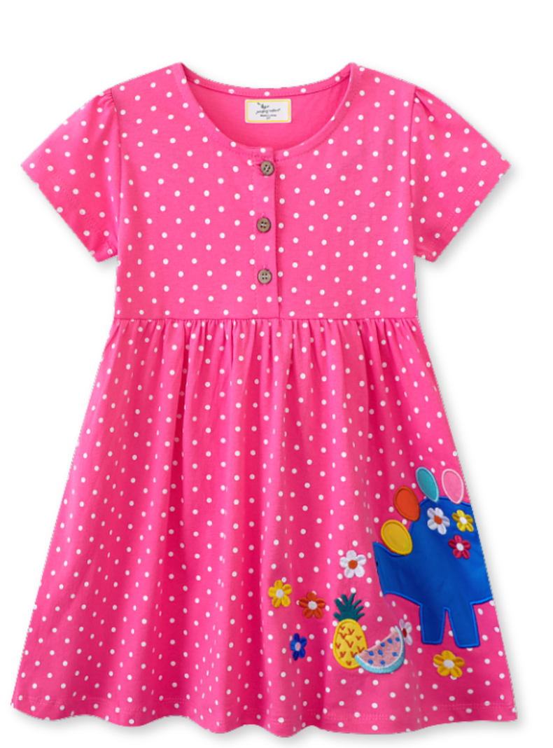 Vestido Manga Corta Niña Estampado Rosa Primavera-0
