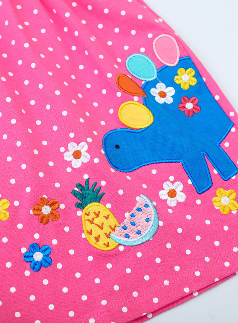 Vestido Manga Corta Niña Estampado Rosa Primavera-4