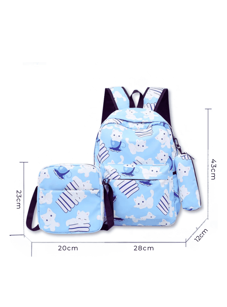 Pack Mochila Lonchera Estuche 43cm Juvenil y Escolar Cat-1