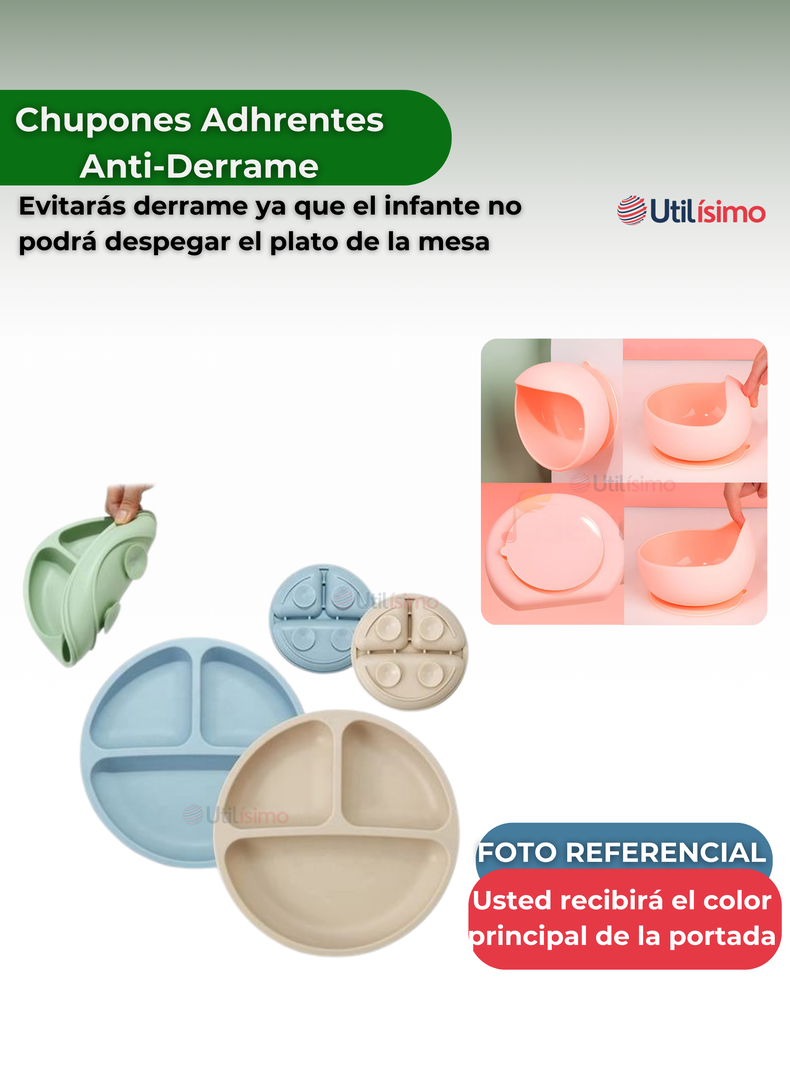 Set De Alimentación Bebé Silicona 5 Piezas Libre BPA Verde-4