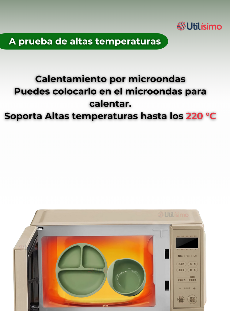 Set De Alimentación Bebé Silicona 5 Piezas Libre BPA Verde-7