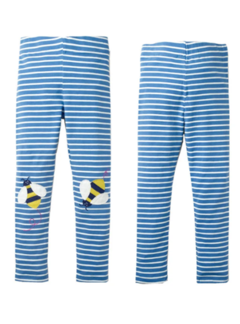 Calzas Niña Abeja Azul Rayas Blancas Jump Kids 100% Algodón-0